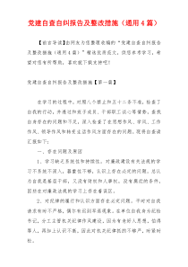 党建自查自纠报告及整改措施（通用4篇）