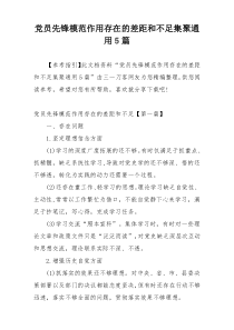 党员先锋模范作用存在的差距和不足集聚通用5篇