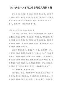 2023护士个人年终工作总结范文范例3篇
