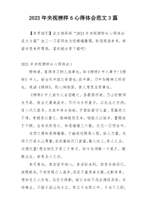 2023年央视榜样6心得体会范文3篇