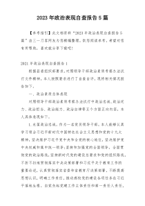 2023年政治表现自查报告5篇
