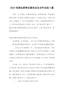 2023电商运营售后服务会议全年总结5篇