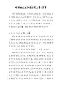 中班安全工作总结范文【4篇】