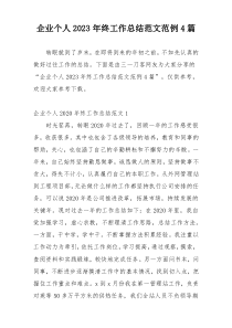 企业个人2023年终工作总结范文范例4篇