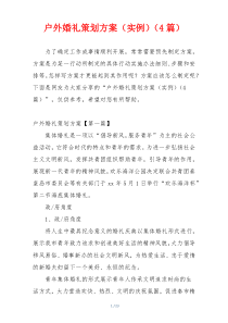 户外婚礼策划方案（实例）（4篇）