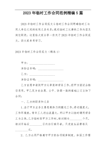 2023年临时工作合同范例精编5篇