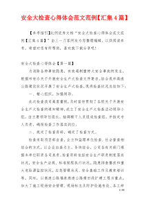 安全大检查心得体会范文范例【汇集4篇】