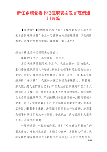 新任乡镇党委书记任职表态发言范例通用5篇