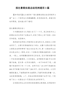 报社暑期实践总结范例通用3篇
