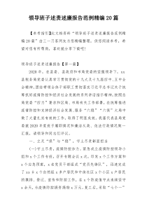 领导班子述责述廉报告范例精编20篇