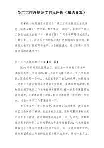 员工工作总结范文自我评价（精选5篇）