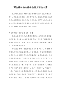两会精神的心得体会范文精选4篇