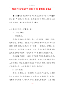 实用企业策划书团队介绍【推荐4篇】