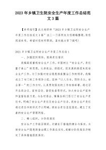 2023年乡镇卫生院安全生产年度工作总结范文3篇