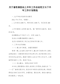 关于畜牧兽医站上半年工作总结范文与下半年工作计划推选