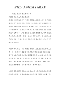 新员工个人年终工作总结范文篇