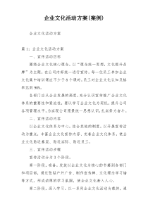 企业文化活动方案(案例)