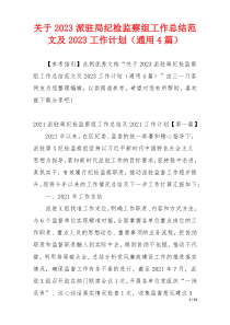 关于2023派驻局纪检监察组工作总结范文及2023工作计划（通用4篇）