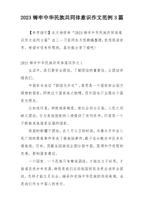 2023铸牢中华民族共同体意识作文范例3篇