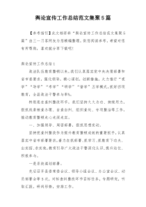 舆论宣传工作总结范文集聚5篇