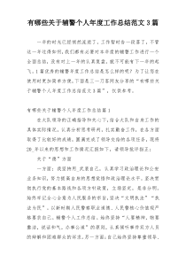 有哪些关于辅警个人年度工作总结范文3篇