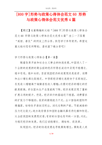 [800字]形势与政策心得体会范文60 形势与政策心得体会范文优秀4篇