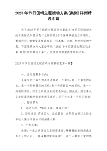 2023年节日促销主题活动方案(案例)样例精选5篇