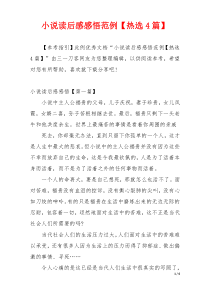 小说读后感感悟范例【热选4篇】