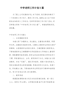 中学老师工作计划5篇