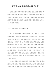 五四青年奖章观后感心得【5篇】