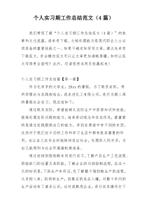 个人实习期工作总结范文（4篇）