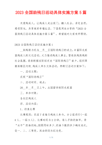 2023全国助残日活动具体实施方案5篇