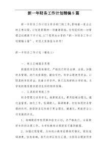 新一年财务工作计划精编5篇