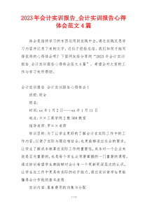 2023年会计实训报告_会计实训报告心得体会范文4篇