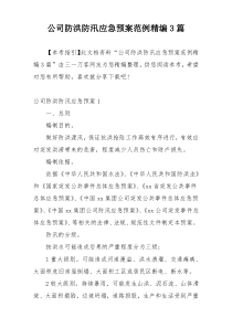 公司防洪防汛应急预案范例精编3篇