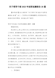 关于领导干部2023年述职述廉报告20篇