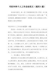 司机年终个人工作总结范文（通用5篇）
