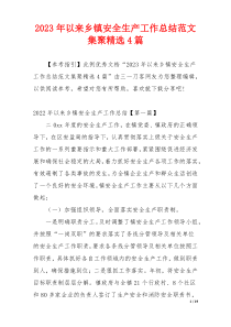 2023年以来乡镇安全生产工作总结范文集聚精选4篇