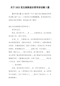 关于2023党支部换届后领导讲话稿3篇