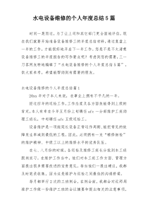 水电设备维修的个人年度总结5篇