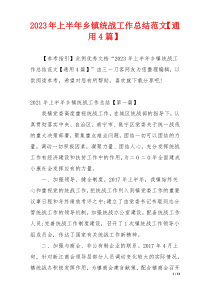 2023年上半年乡镇统战工作总结范文【通用4篇】