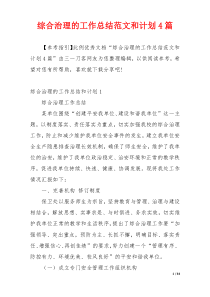 综合治理的工作总结范文和计划4篇