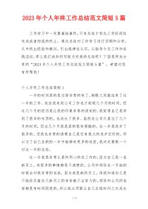 2023年个人年终工作总结范文简短5篇