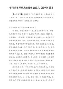 学习改革开放史心得体会范文【范例5篇】