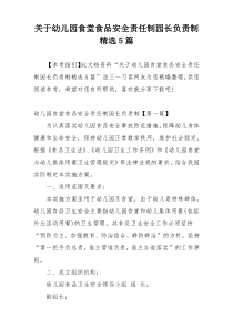 关于幼儿园食堂食品安全责任制园长负责制精选5篇