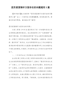 团员爱国情怀方面存在的问题通用3篇