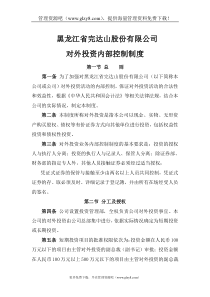 对外投资内部控制制度
