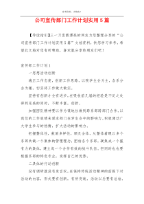 公司宣传部门工作计划实用5篇
