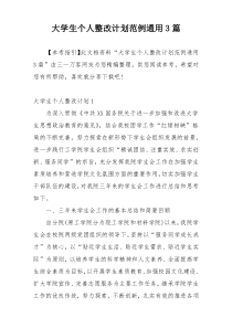 大学生个人整改计划范例通用3篇