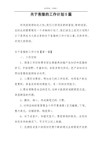 关于客服的工作计划5篇